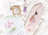Raw Lavender Rose Quartz Macramé