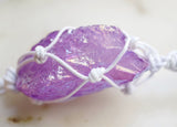Raw Lavender Rose Quartz Macramé