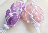 Raw Lavender Rose Quartz Macramé
