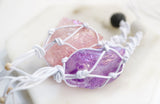 Raw Lavender Rose Quartz Macramé