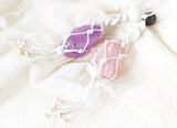 Raw Lavender Rose Quartz Macramé