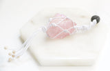 Raw Lavender Rose Quartz Macramé