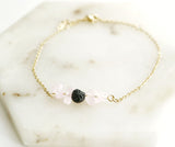 Minimal Crystal Lava Gold Chain Set