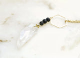 Elegant Raw Quartz Gold Hexagon