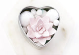 Flower Pom Pom in Heart Tin