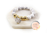 Golden Square Locket Howlite