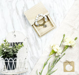 Golden Square Locket Howlite