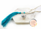 Elegant Calming White Blue Tassel Locket