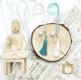 Elegant Calming White Blue Tassel Locket