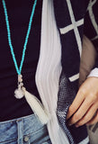 Elegant Calming White Blue Tassel Locket