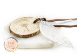 Big Round Raw Wood Piece Plate Gold Silver Leaf